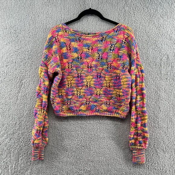 Wild Fable Boat Neck pink space dye pointelle sweater pink size XS - Picture 3 of 16